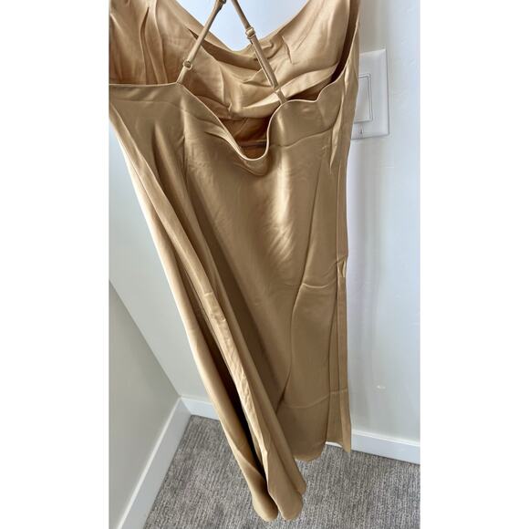 Show Me Your Mumu Verona Cowl Bridesmaid Slip Dress True Gold Luxe NWT$168 XS - Picture 6 of 8